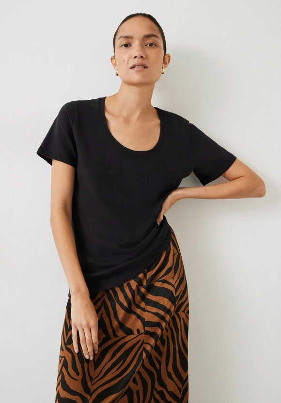 Hari Scoop Neck Cotton Slub T-Shirt 3 Hari Scoop Neck Cotton Slub T-Shirt