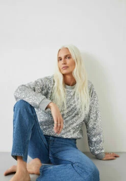 Silver Sequin Sweatshirt