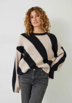 Georgie Diagonal Stripe Wool Blend Jumper