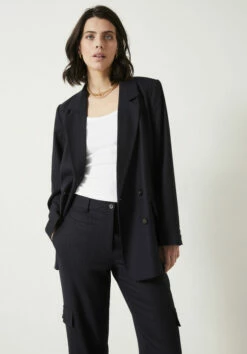 Double Breasted Pinstripe Wool Blend Blazer -TrendyLuxe Store 009383 1659 03