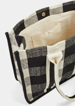 Gigi Check Textile Tote Bag -TrendyLuxe Store 009414 0456 04