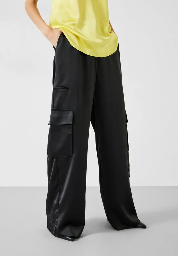 Katy Satin Wide Cargo Trousers 4 Katy Satin Wide Cargo Trousers - Image 2