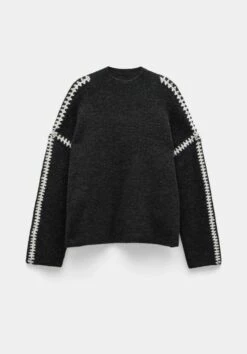Celine Contrast Stitch Wool Blend Jumper -TrendyLuxe Store 009717 2806 07 5