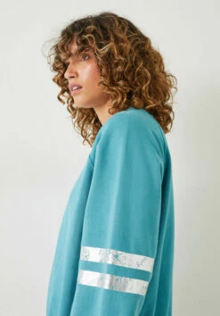 Metallic Stripe Relaxed Sweatshirt -TrendyLuxe Store 009771 1812 04